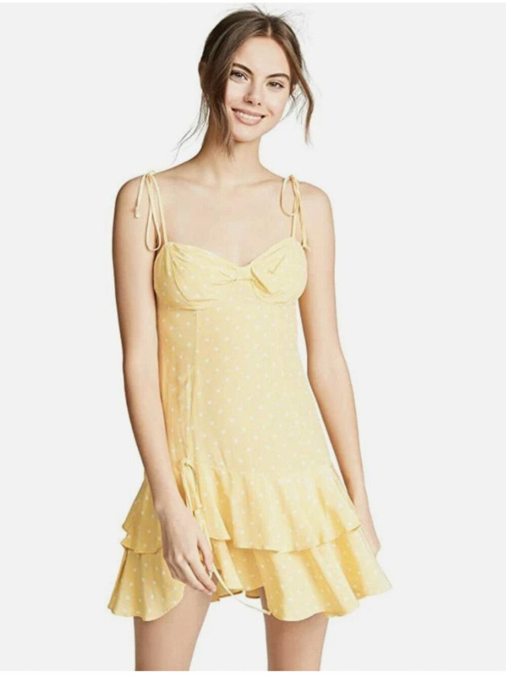 For love & Lemons - Limoncello Tiered Ruffle Yellow Polka Dot Dress - Picture 4 of 11